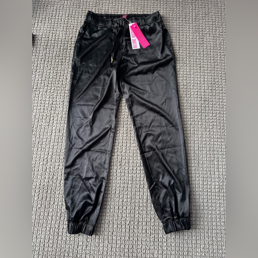 NWT Black Satin Lilly Pulitzer Joggers Julissa Stretch Pant Small S pants